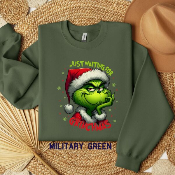 Just Waiting for Grinch Sweatshirt Grinch Shirt Christmas Grinch Sweatshirt Christmas Sweatshirt Christmas Shirt Merry Christmas Shirt 1