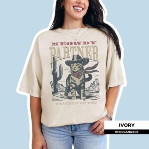 Meowdy Partner Cowboy Cat Shirt Vintage Cowboy Cat Shirt and Tank Top Funny Cowboy Cat Crewneck Sweatshirt 1