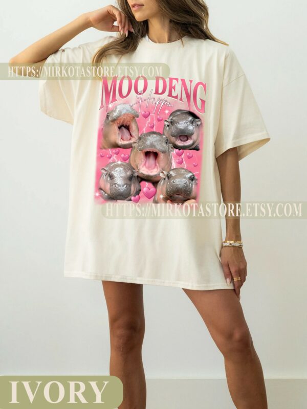 Moo Deng Cute Vintage Shirt Retro Moo Deng Lover Tshirt Funny Moo Deng Tee Moo Deng Cotton Unisex Tee Moo Deng Gifts 2