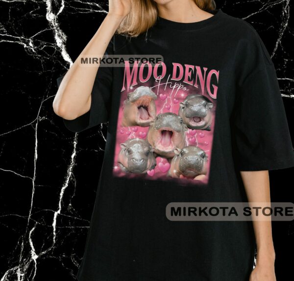 Moo Deng Cute Vintage Shirt Retro Moo Deng Lover Tshirt Funny Moo Deng Tee Moo Deng Cotton Unisex Tee Moo Deng Gifts 3