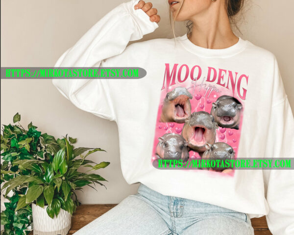 Moo Deng Cute Vintage Shirt Retro Moo Deng Lover Tshirt Funny Moo Deng Tee Moo Deng Cotton Unisex Tee Moo Deng Gifts 4