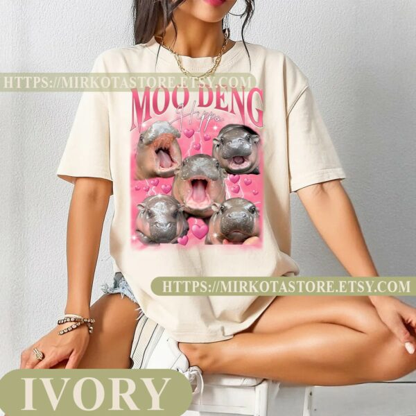 Moo Deng Cute Vintage Shirt Retro Moo Deng Lover Tshirt Funny Moo Deng Tee Moo Deng Cotton Unisex Tee Moo Deng Gifts 5