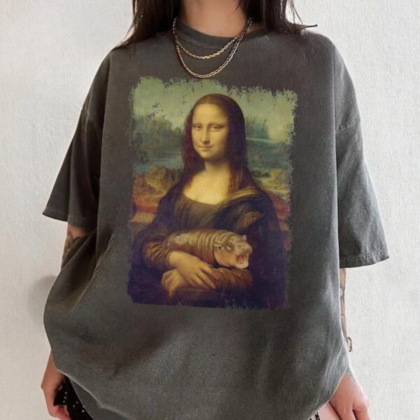 Moo Deng Mona Lisa Comfort Shirt Moo Deng Hippo The Famous Baby T Shirt Moo Deng Bouncy Pig T Shirt Baby Hippo Tee 2