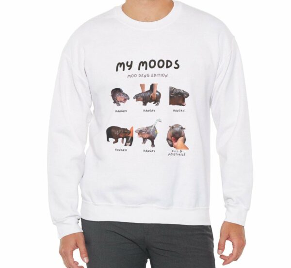 Moo Deng Mood Unisex Heavy Blendtm Crewneck Sweatshirt Cute Funny Cozy Viral Sweater Unique Gift 1