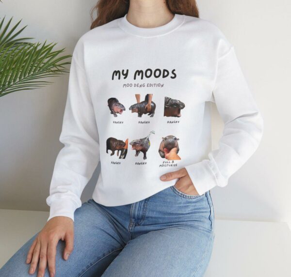 Moo Deng Mood Unisex Heavy Blendtm Crewneck Sweatshirt Cute Funny Cozy Viral Sweater Unique Gift 2