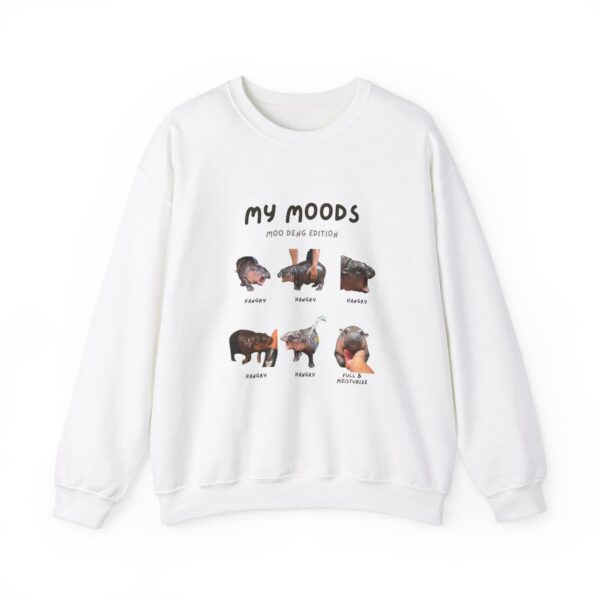 Moo Deng Mood Unisex Heavy Blendtm Crewneck Sweatshirt Cute Funny Cozy Viral Sweater Unique Gift 4