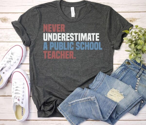 Never Underestimate a Public School Teacher Kamala Harris Shirt Harris Walz 2024 Rally Merch Tim Walz DNC Quote TShirt