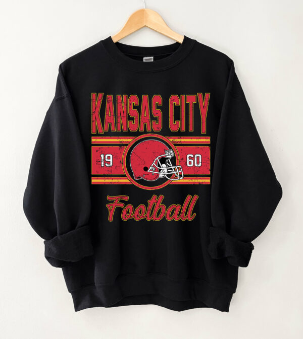 Retro Kansas City Football Gift Kansas City Vintage Football Sweater Kansas City Football Crewneck For Women Kansas City Mens Sweatshirt 3