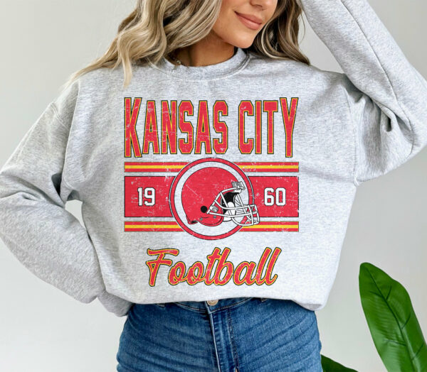 Retro Kansas City Football Gift Kansas City Vintage Football Sweater Kansas City Football Crewneck For Women Kansas City Mens Sweatshirt 5