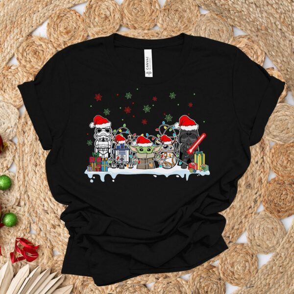 Baby Yoda and Friends Christmas Shirt Star Wars Christmas Tank Top Darth Vader Christmas Tee Funny Christmas Shirt Christmas Disney Tees 1