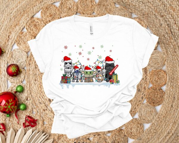 Baby Yoda and Friends Christmas Shirt Star Wars Christmas Tank Top Darth Vader Christmas Tee Funny Christmas Shirt Christmas Disney Tees 2