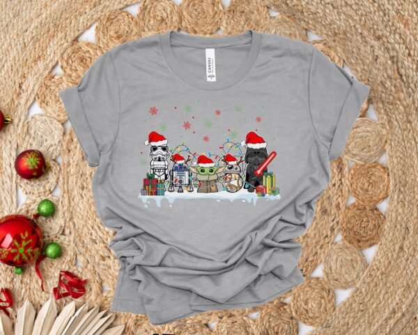 Baby Yoda and Friends Christmas Shirt Star Wars Christmas Tank Top Darth Vader Christmas Tee Funny Christmas Shirt Christmas Disney Tees 3