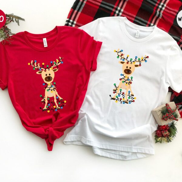 Christmas Reindeer Shirt Christmas Light and Reindeer Shirt Christmas Couple Shirt Christmas Gift Christmas Pajamas 1