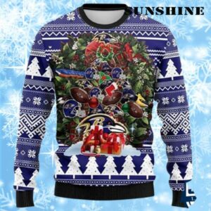 Christmas Tree Baltimore Ravens Ugly Christmas Sweater 1 1