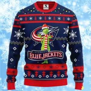 Columbus Blue Jackets Grinch Ugly Funny Christmas Sweaters 1 1