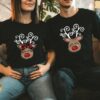 Couple Reindeer Face T Shirts Female and Male Reindeer Christmas T Shirts Christmas T Shirts For Couples Christmas T Shirts With Reindeer 2