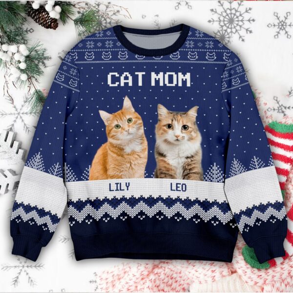 Custom Photo Christmas Ugly Sweater Cat Mom Ugly Sweater Cat Dad Ugly Sweater Thanksgiving Gifts Christmas Gift Gift For Cat Lovers 7