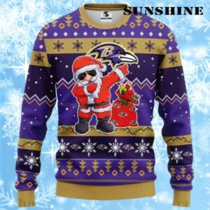 Dabbing Santa Claus Baltimore Ravens Ugly Christmas Sweater 1 1