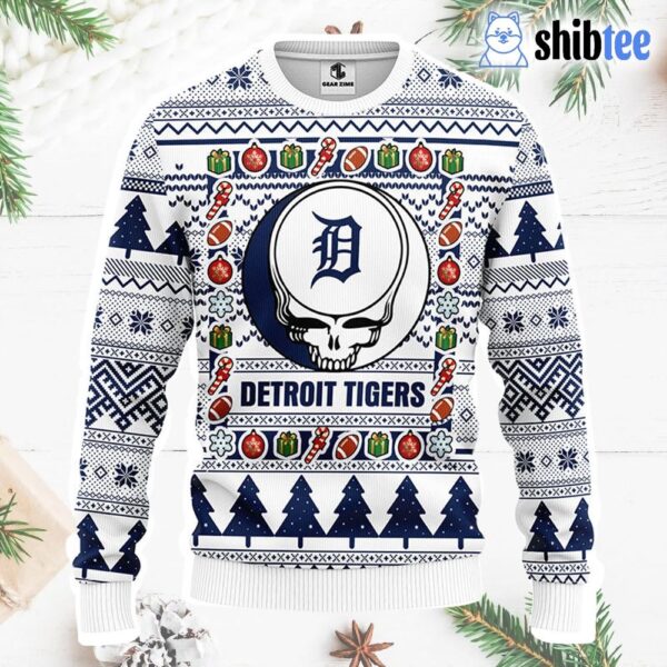 Detroit Tigers Grateful Dead Ugly Christmas Fleece Sweater1