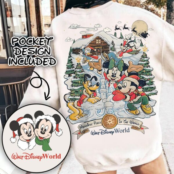 Disney Merriest Place In The World Christmas Sweatshirt Christmas Mickey Hoodie Christmas Youth Sweatshirt Christmas Toddler Sweater 1