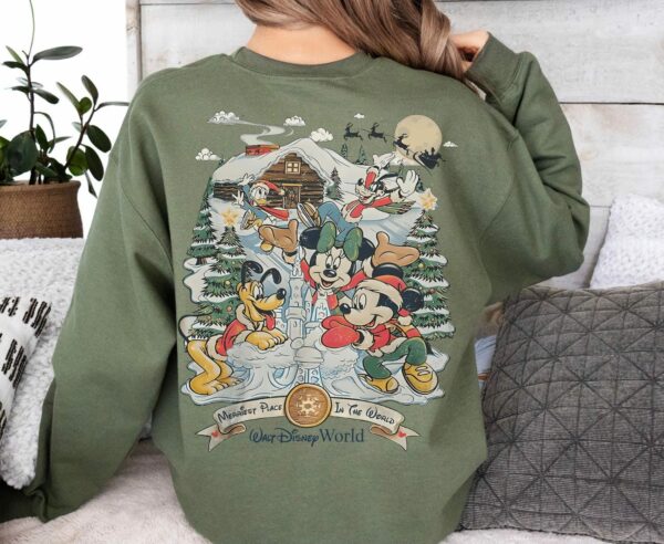 Disney Merriest Place In The World Christmas Sweatshirt Christmas Mickey Hoodie Christmas Youth Sweatshirt Christmas Toddler Sweater 3