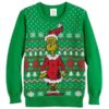 Dr Seuss Grinch As Santa Next to Tree Off White Ugly Christmas Sweaters Grinch 2 2