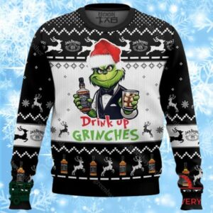 Drink Up Grinches Jack Daniels Ugly Christmas Sweater 1 1