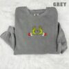 Embroidered Grinch Christmas Heart Sweatshirt Grinch Love Sweatshirt Christmas Grinch Crewnecks Christmas Family 2024 Sweatshirts 3