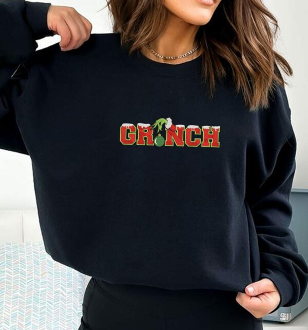 Embroidered Grinchmas Sweatshirt Funny Crewneck Whoville Embroidered Sweatshirt Christmas Gift ESA131 5