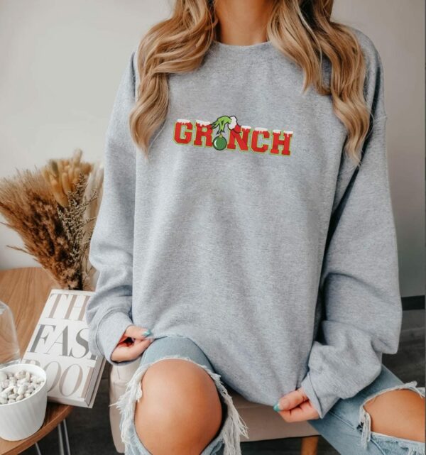 Embroidered Grinchmas Sweatshirt Funny Crewneck Whoville Embroidered Sweatshirt Christmas Gift ESA131 6