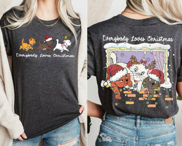 Everybody Loves Christmas Sweatshirt Marie Toulouse Berlioz Christmas Tree Kitten Tee Christmas Squad Shirt Aristocats Christmas Tee 10