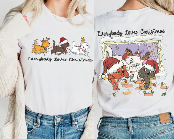 Everybody Loves Christmas Sweatshirt Marie Toulouse Berlioz Christmas Tree Kitten Tee Christmas Squad Shirt Aristocats Christmas Tee 3