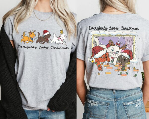 Everybody Loves Christmas Sweatshirt Marie Toulouse Berlioz Christmas Tree Kitten Tee Christmas Squad Shirt Aristocats Christmas Tee 4