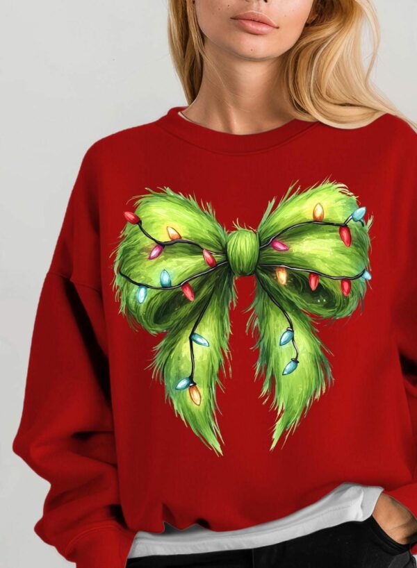 Funny Christmas Sweatshirt Coquette Bow Christmas Sweatshirt Merry Grinchmas Christmas Holiday Party Outfit Grinch sweatshirts 1