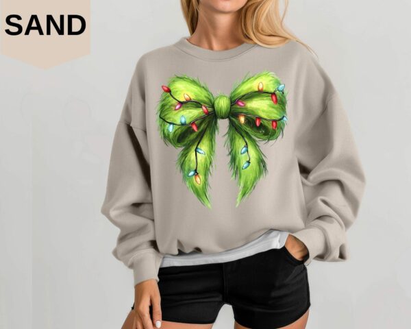 Funny Christmas Sweatshirt Coquette Bow Christmas Sweatshirt Merry Grinchmas Christmas Holiday Party Outfit Grinch sweatshirts 2