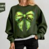 Funny Christmas Sweatshirt Coquette Bow Christmas Sweatshirt Merry Grinchmas Christmas Holiday Party Outfit Grinch sweatshirts 3