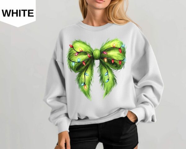 Funny Christmas Sweatshirt Coquette Bow Christmas Sweatshirt Merry Grinchmas Christmas Holiday Party Outfit Grinch sweatshirts 6