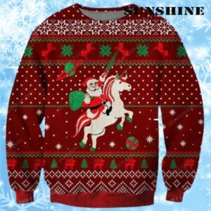 Funny Santa Riding A Unicorn Christmas Sweater 1 1