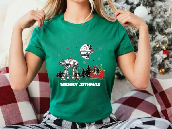 Galaxy Edge Merry Sithmas Shirt Star Wars Darth Vader Merry Christmas Sweatshirt Star Wars Characters Holiday T shirt Xmas Party Tee 5