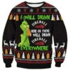 Grinch Fireball Whisky I Will Drink Here Or There Funny Xmas Sweaters 2 2