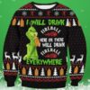 Grinch Fireball Whisky I Will Drink Here Or There Funny Xmas Sweaters 3 3