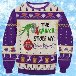 Grinch Stole Crown Royal Ugly Christmas Sweater 2024 1 1