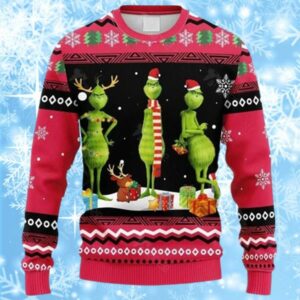 Grinch Three Guy And Reindeer Ugly Christmas Sweaters Grinch 1 1