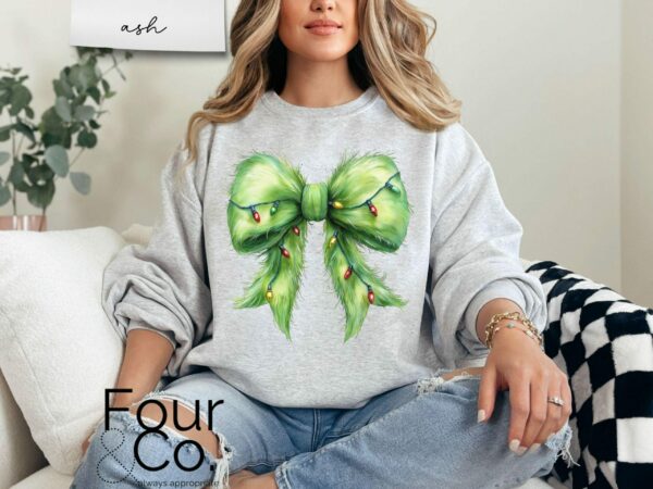 Grinchmas Bow Sweatshirt Coquette Grinchmas Sweatshirt 3