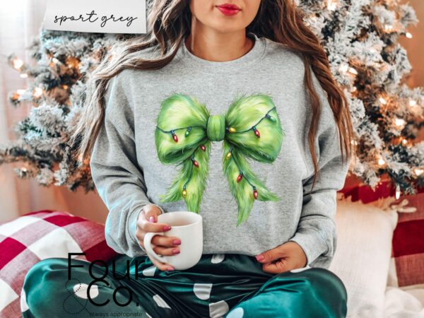 Grinchmas Bow Sweatshirt Coquette Grinchmas Sweatshirt 4