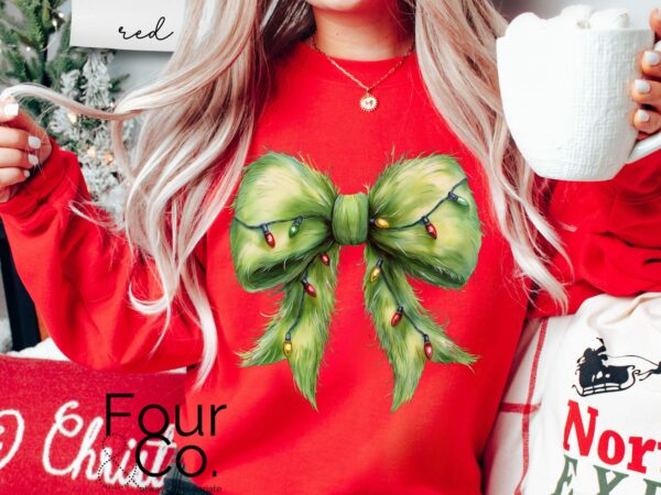 Grinchmas Bow Sweatshirt Coquette Grinchmas Sweatshirt 5