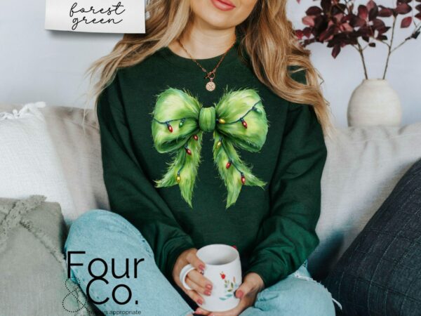 Grinchmas Bow Sweatshirt Coquette Grinchmas Sweatshirt 6