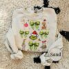 Grinchmas Coquette Bow Sweatshirt Green Fur Sweatshirt Santa Hat Sweatshirt Grinchmas Sweatshirt Christmas Lights Bow Funny Christmas 1