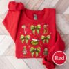 Grinchmas Coquette Bow Sweatshirt Green Fur Sweatshirt Santa Hat Sweatshirt Grinchmas Sweatshirt Christmas Lights Bow Funny Christmas 4