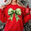 Grinchmas Coquette Bow Sweatshirt Womens Christmas Sweatshirt Grinchmas Sweatshirt Funny Holiday Hoodie Winter Sweatshirt Xmas Sweater 1